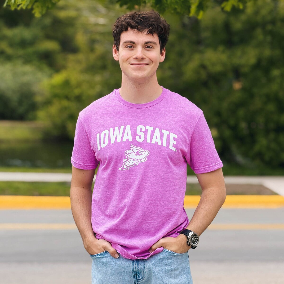 College House Punching Cy Pink Short Sleeve T-Shirt